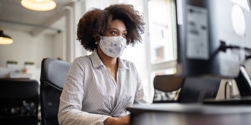 Women wearing mask at workplace