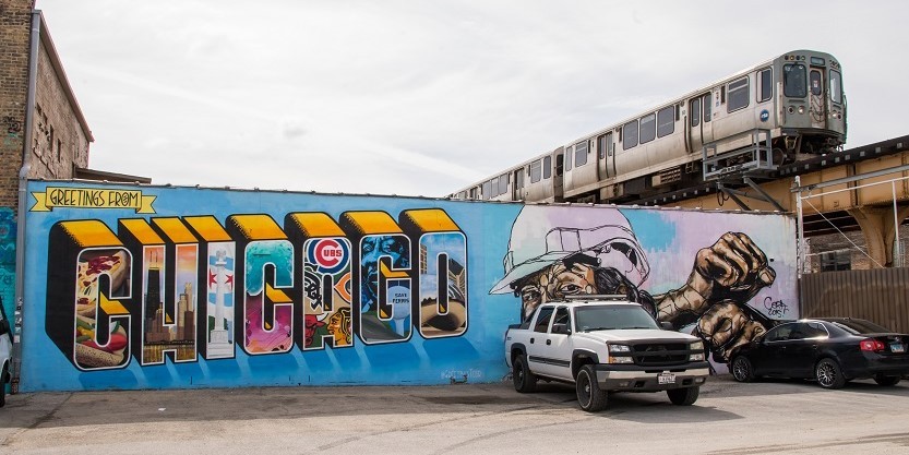 A mural Fung and Beggs created in the Logan Square